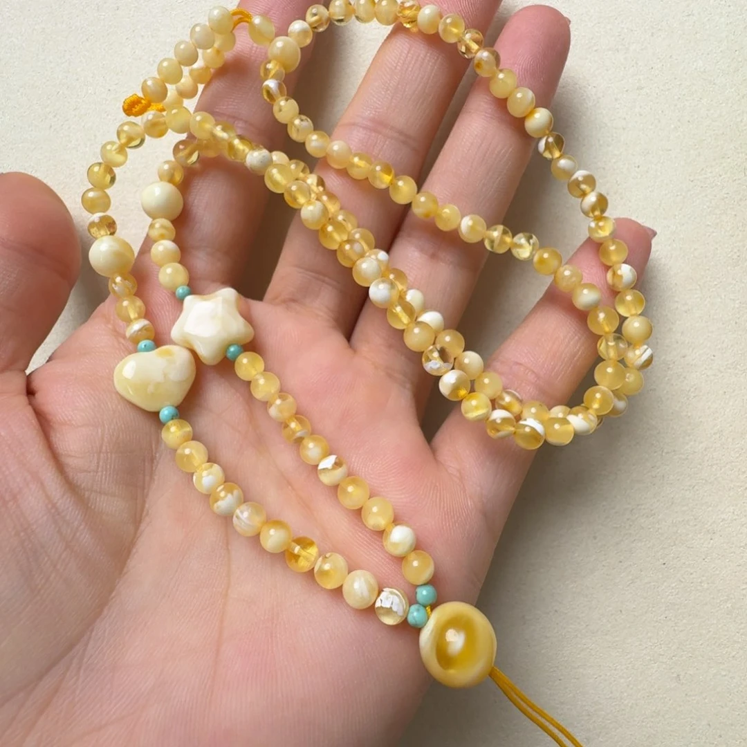 未镶嵌项链蜜蜡俄料4.3mm左右