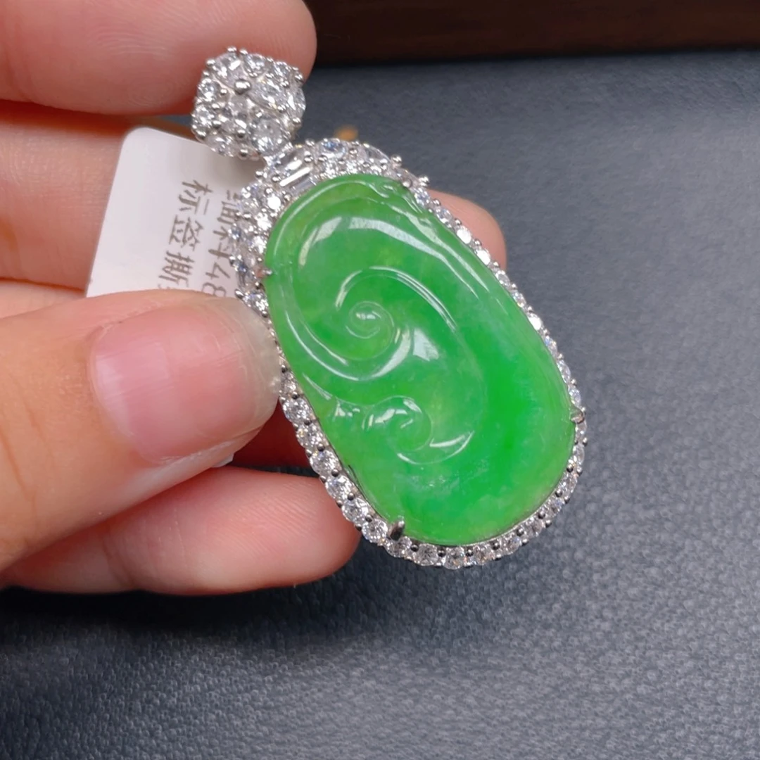 翡翠银S925镶嵌吊坠(不含链)h h h h
