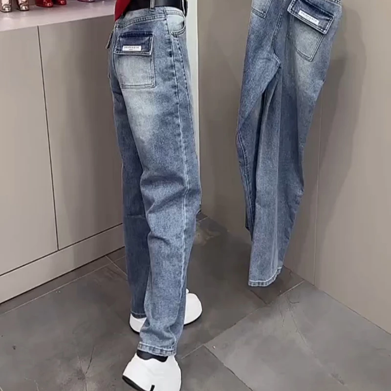 梨形显瘦大码直筒窄版阔腿裤2025年春季新款洋气高腰牛仔裤子女