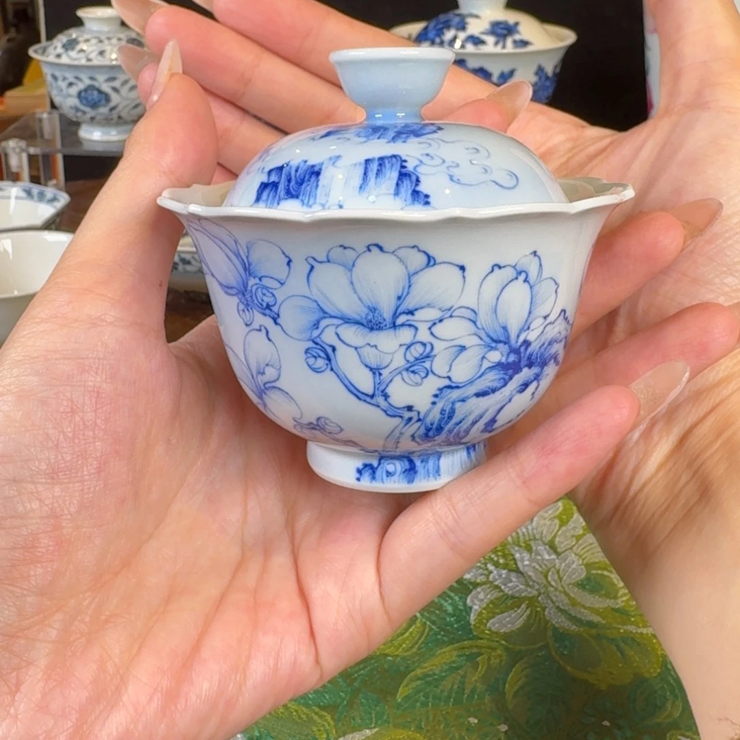 青樵轩玉兰花盖碗