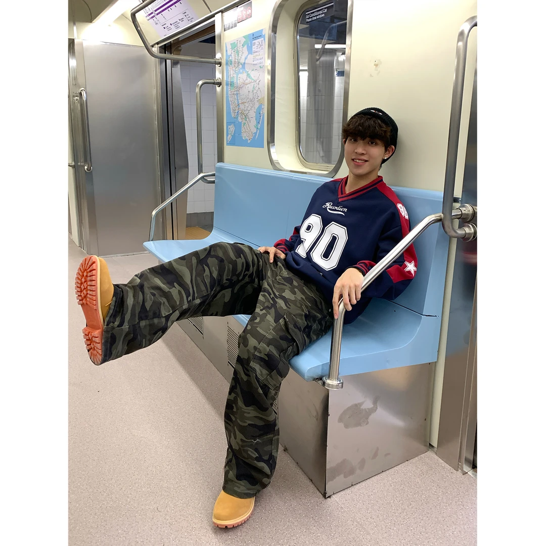 Faxims Store 【侧边大口袋】美式复古迷彩工装裤男直筒宽闲阔腿裤