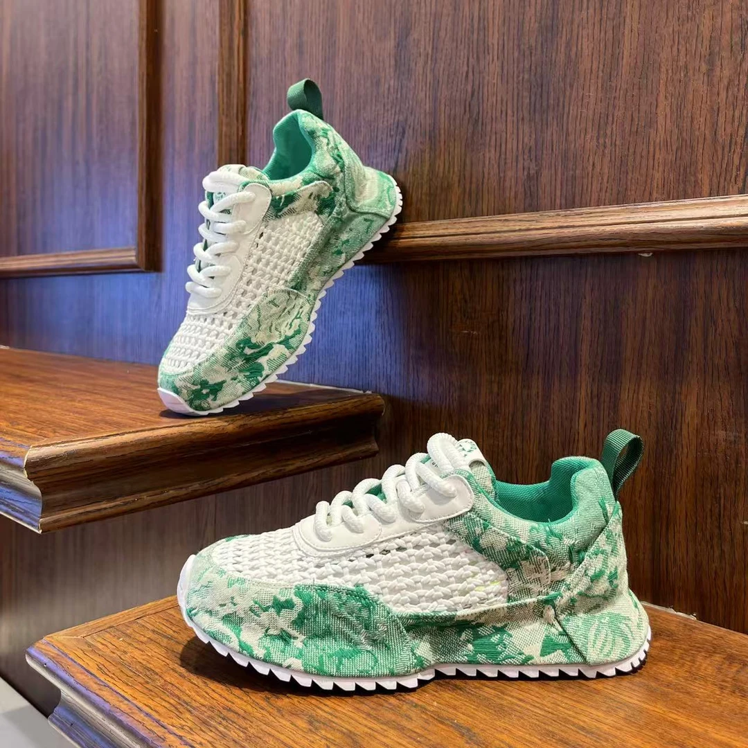 男鞋2025春夏季时尚编织网面做旧毛边厚底潮鞋个性轻奢男生休闲鞋