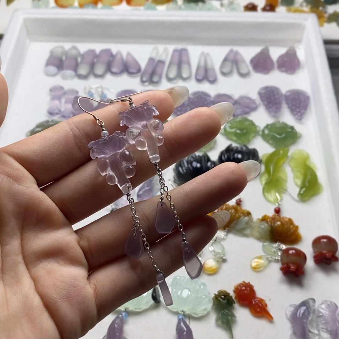 未镶嵌蛇纹石玉耳饰/颈饰