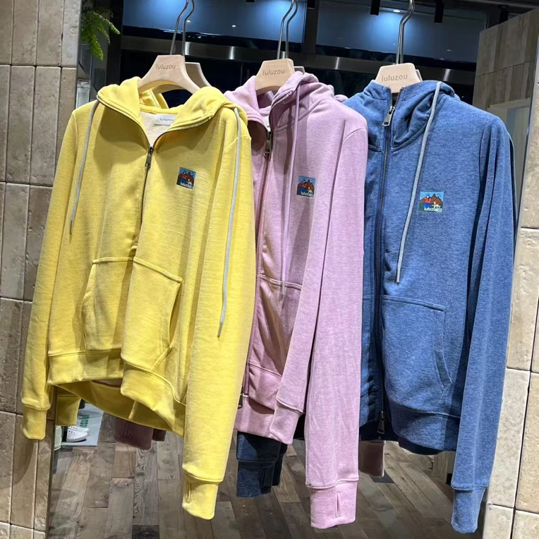 LULUZOU 绵羊毛桑蚕丝双拉链卫衣外套09133