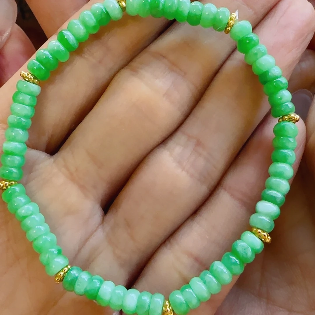 翡翠手链足金镶嵌翡翠660