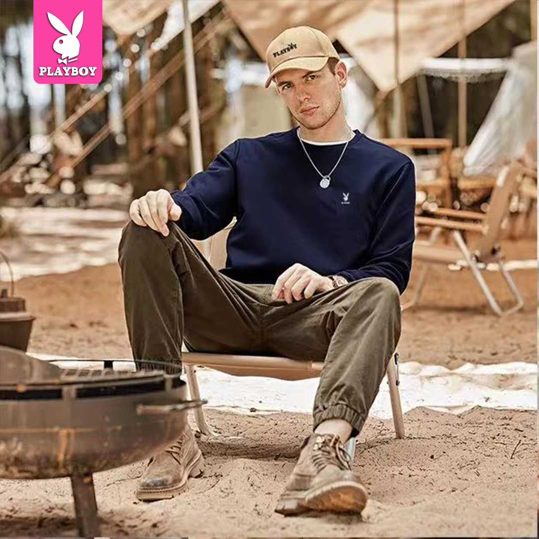 花花公子男士卫衣2025新款秋季男士上衣圆领外套男女同款长袖款式