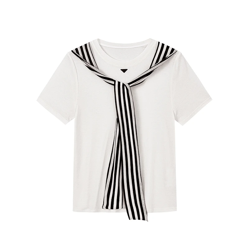 【女乔专属】奢感羊毛拼接T恤N2230