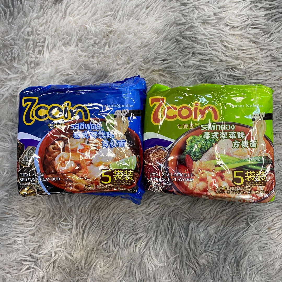 （2袋装）泰国进口7coin七咔呢泰式泡菜味海鲜味方便面（袋装泡面）
