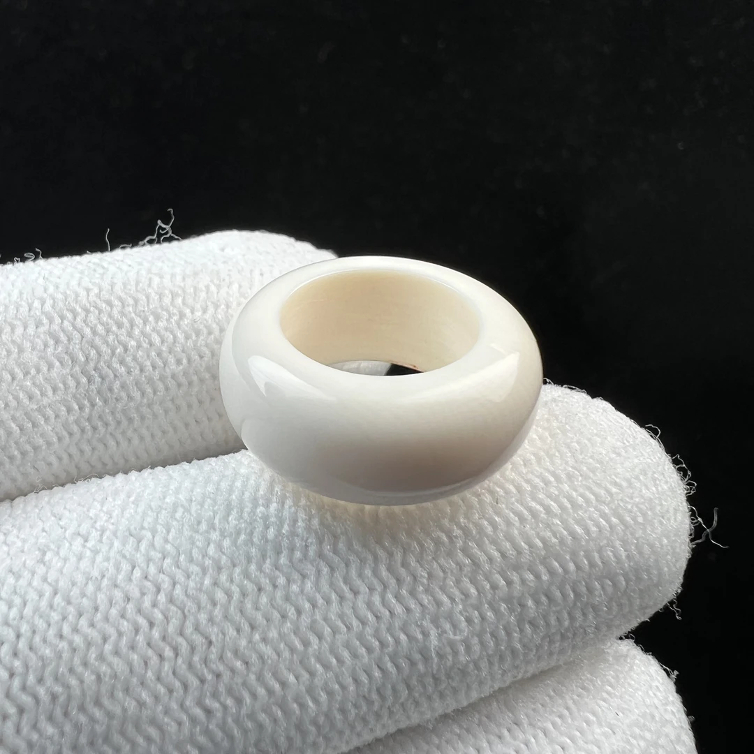 D1266天然猛犸牙跑环戒指内径12mm支持鉴定 假一罚四