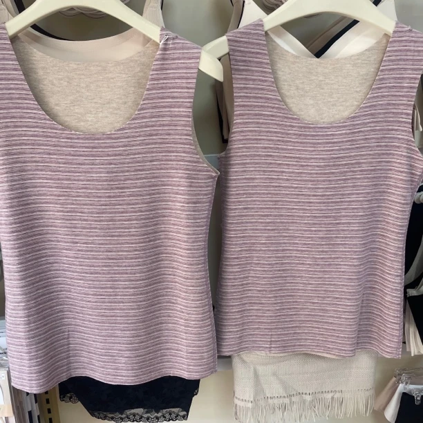 女士瘦长版小圆领保暖背心606