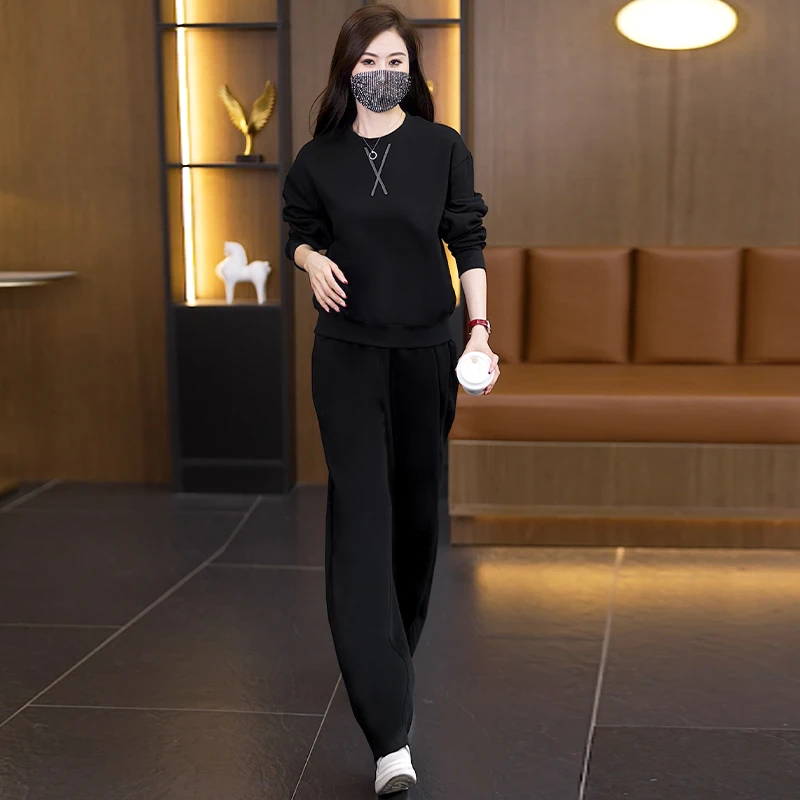 【女神新衣】2025春季新款长袖套装时尚气质减龄显瘦休闲运动两件套