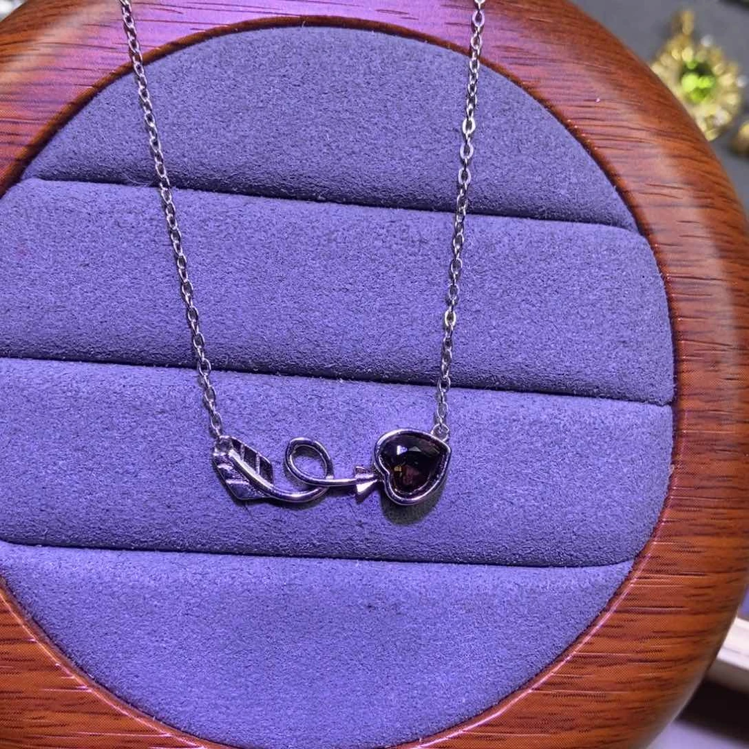 水晶套链银S925镶嵌茶晶