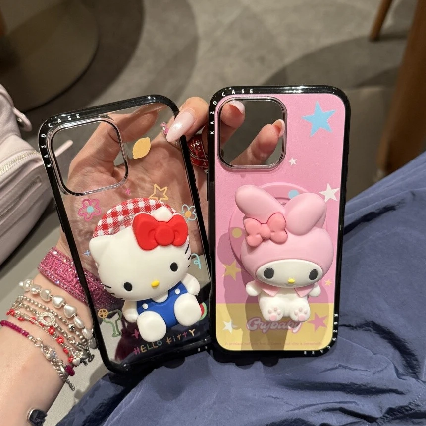 可爱立体HelloKitty美乐蒂磁吸适用苹果16promax手机壳15支架1413