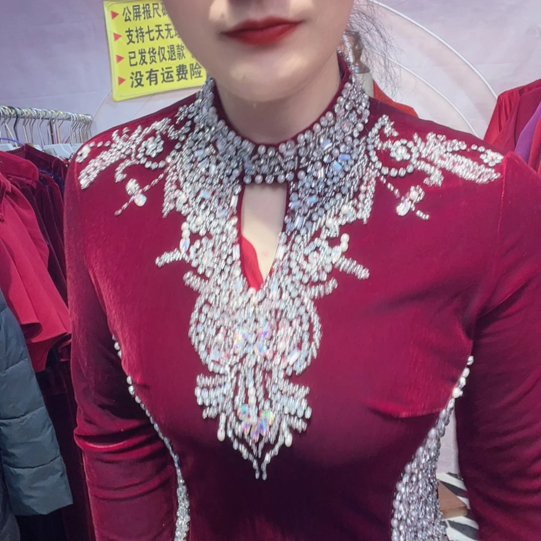 一***光4xl码旗袍连衣裙修身显瘦