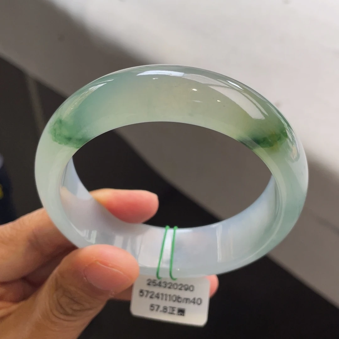 翡翠未镶嵌手镯冰胶飘花轮胎手镯【强推】