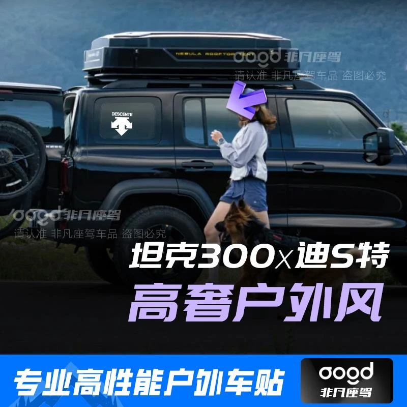 坦克300专用迪桑特贴纸玻璃车贴改装防水DESCENTE汽车后车窗滑雪