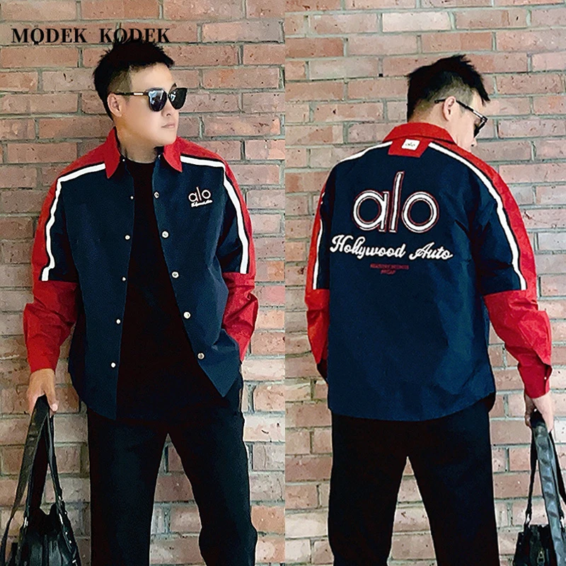 MODEK KODEK时尚潮牌男士撞色拼接夹克秋季新款时尚百搭翻领外套