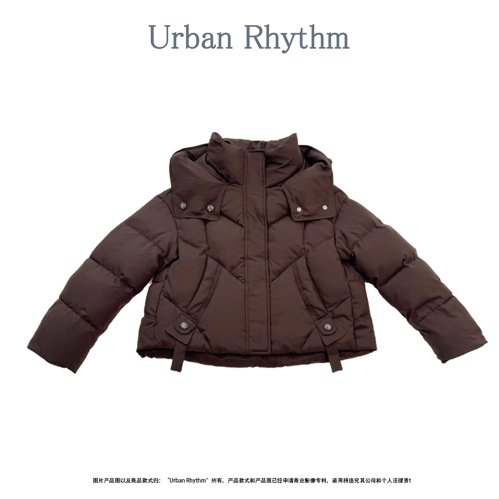 Urban rhythm25冬季新时尚90白鸭绒服简约抽绳显瘦连帽保暖羽绒服