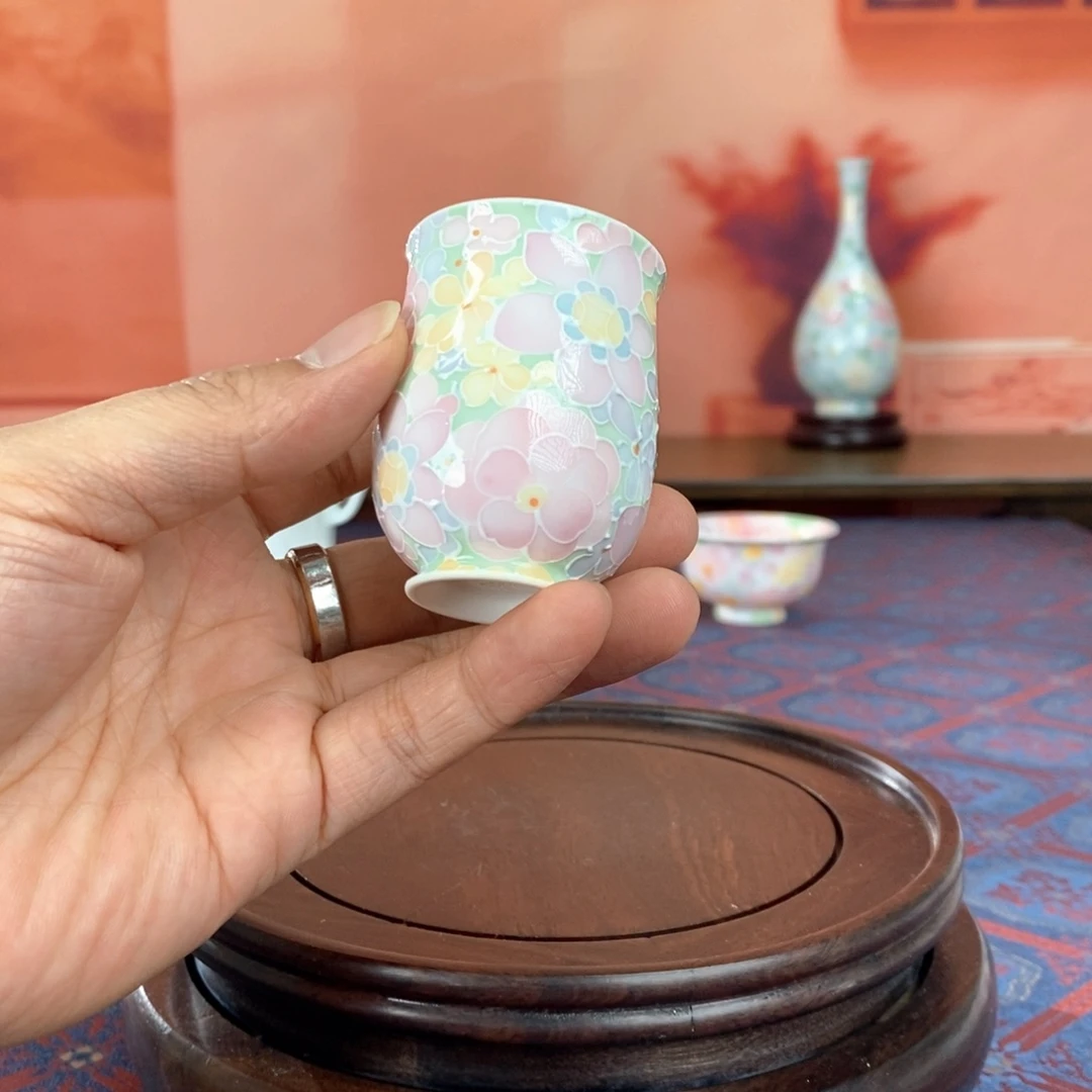 万花釉下手绘品茗杯