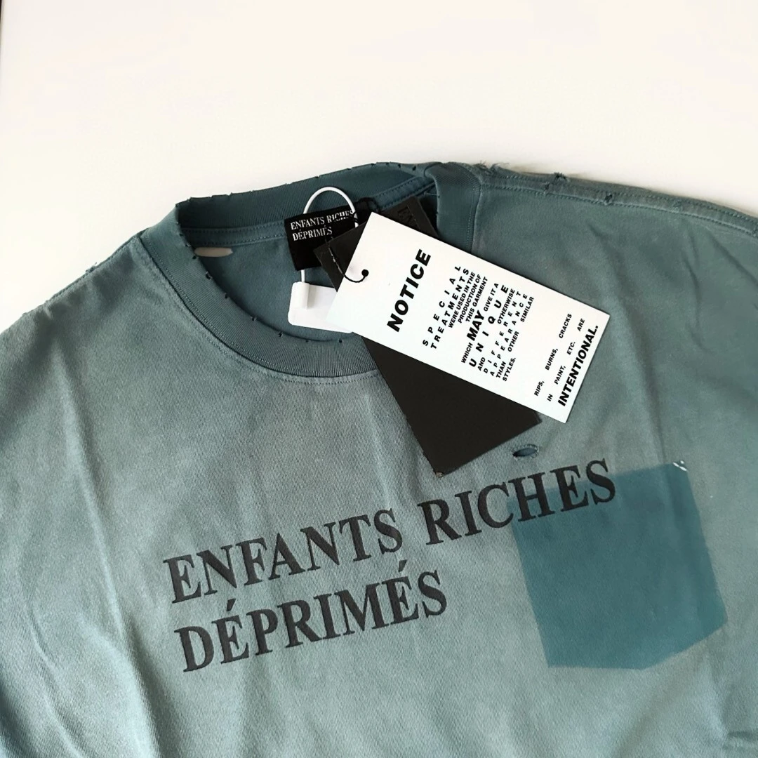 ERD 25ss  忧郁的富二代水洗做旧磨破标语男女同款长袖