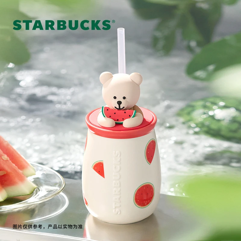 【五一出游】果缘奇遇系列西瓜小熊款陶瓷吸管杯430ml星巴克杯子