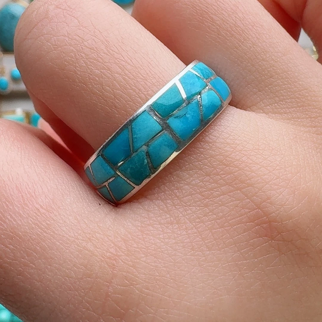 绿松石银S925镶嵌戒指