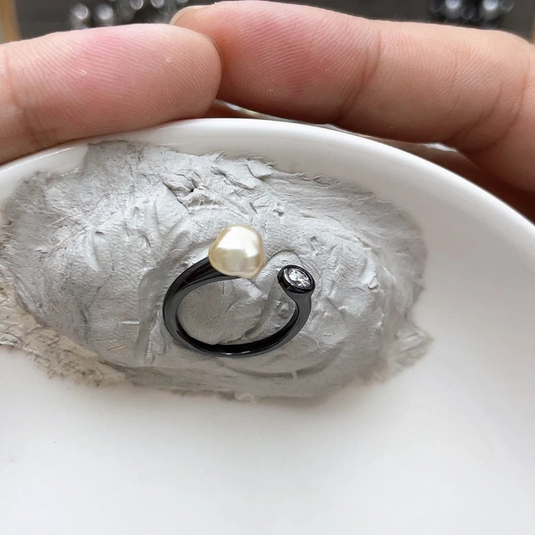 戒圈银S925镶嵌海水珍珠