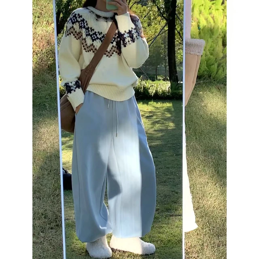 佳佳儿吖～秋冬加厚保暖百搭韩系宽松休闲裤5061