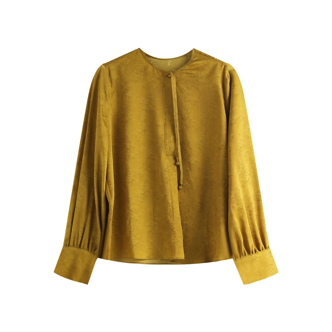 【金多乾】小叶花桑波缎炒色桑蚕丝衬衫新款国风小衫 YJHY-621125