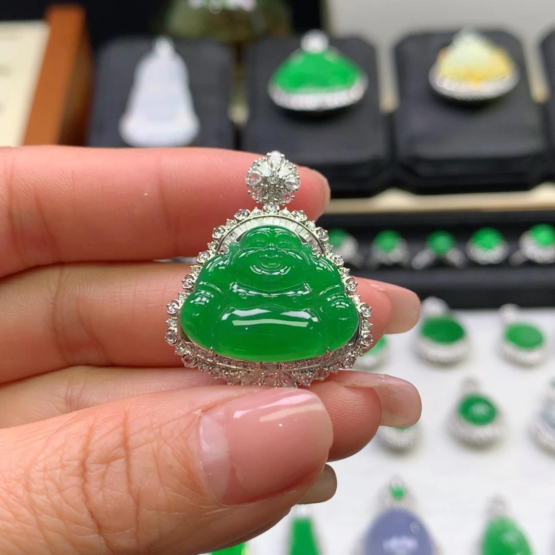 翡翠吊坠(不含链)18K金镶嵌兰*