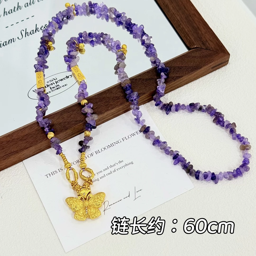 铜合金仿水晶项链 XL-236新中式国风点钻蝴蝶时尚优雅项链