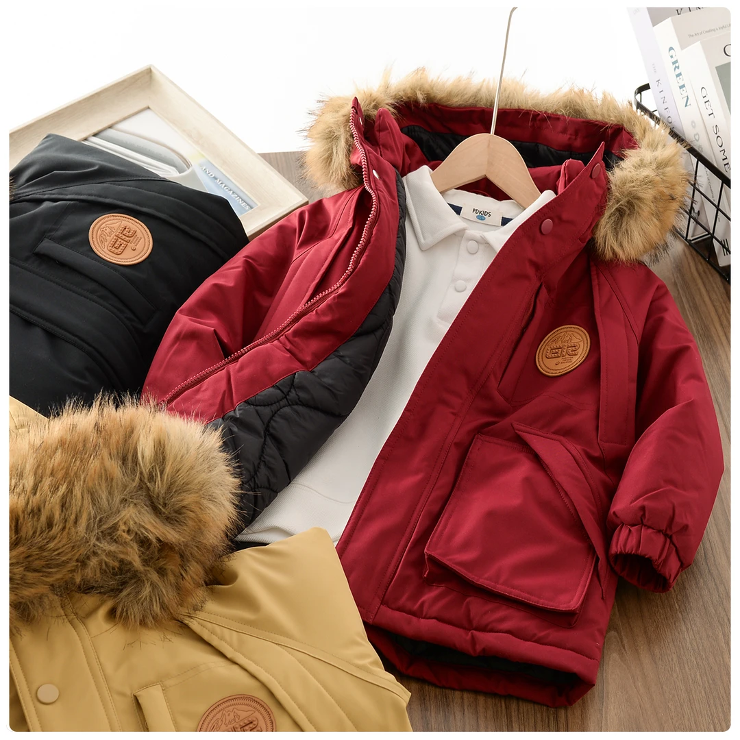 巴森鹿男童女童中大童连帽棉服 2568款