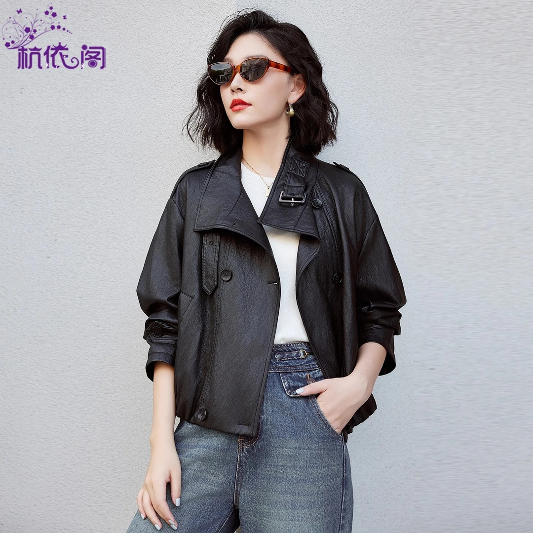 黑色皮衣外套女短款2025秋季新款酷飒风立领气质复古PU皮夹克上衣