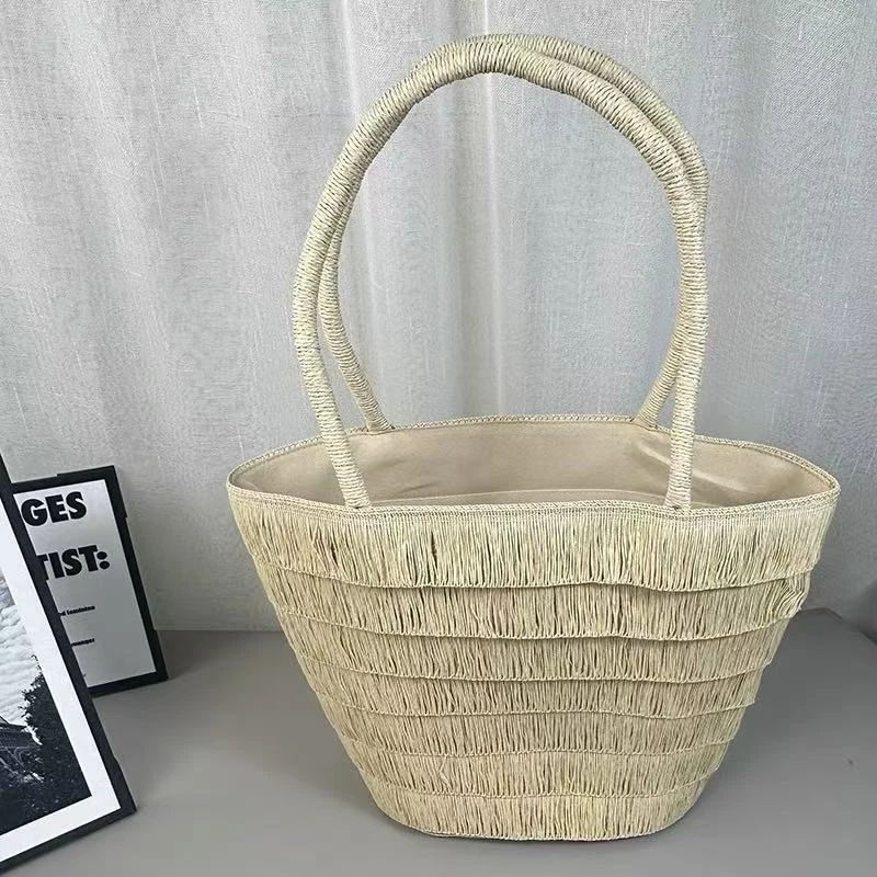 【优搭严选】小众肩包单肩包单根沙滩包文艺风编织镂空手提包