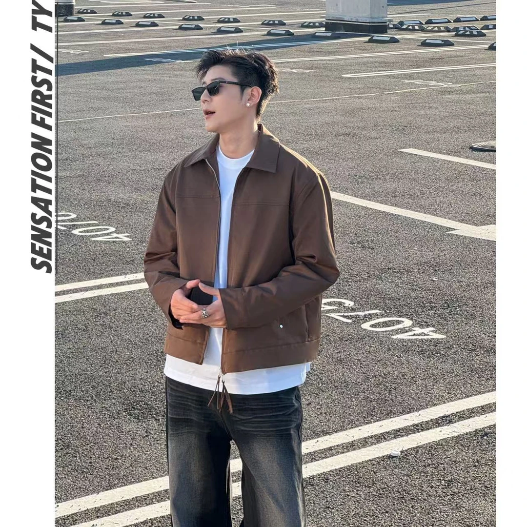 田野L  美式哈灵顿夹克正肩翻领夹克