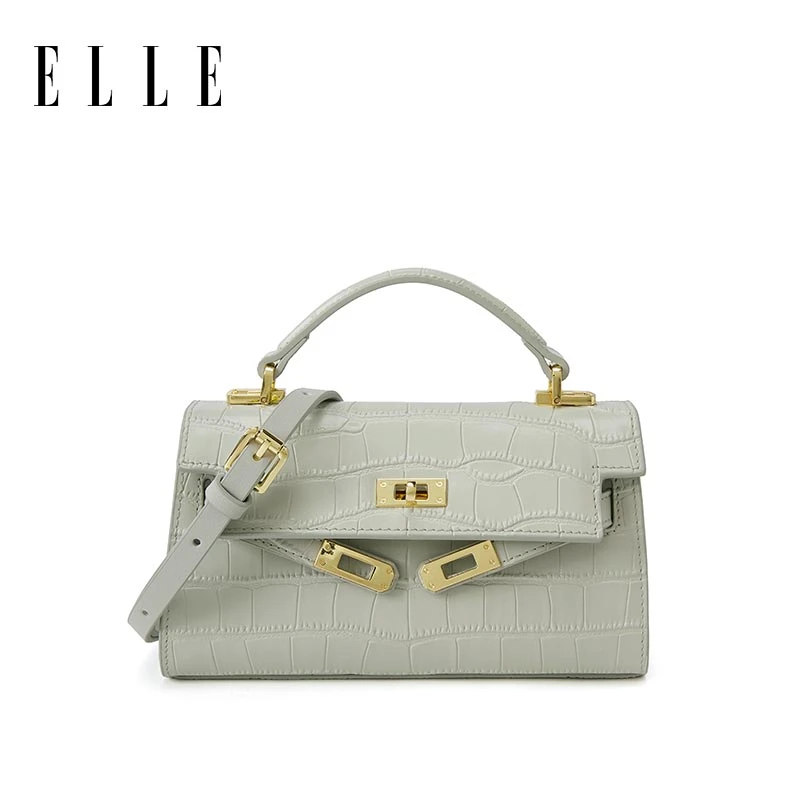 ELLE2025新款【凯莉】鳄鱼纹手提包凯丽方包单肩斜挎包23004