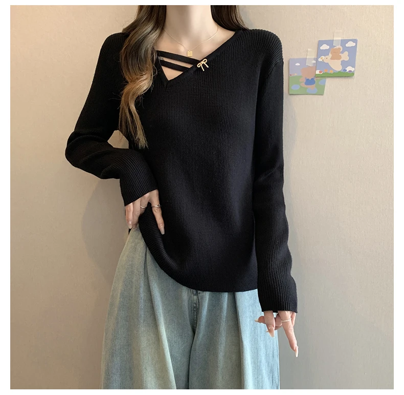 8296大码女装2024秋冬装洋气设计感针织衫胖mm宽松显瘦毛衣上衣