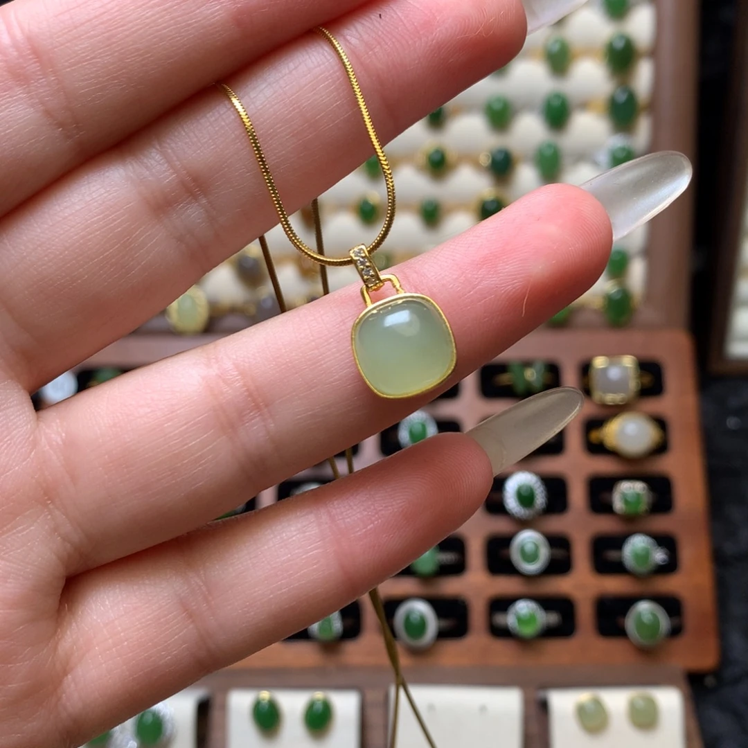 和田玉银S925镶嵌戒指