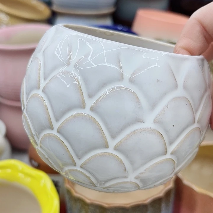 多肉绿植陶瓷花盆9.9包邮，有孔