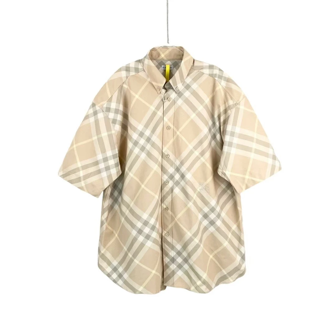 未使用 BURBERRY/博柏利  xw046 棉 24ss格纹衬衫 L码 吊牌