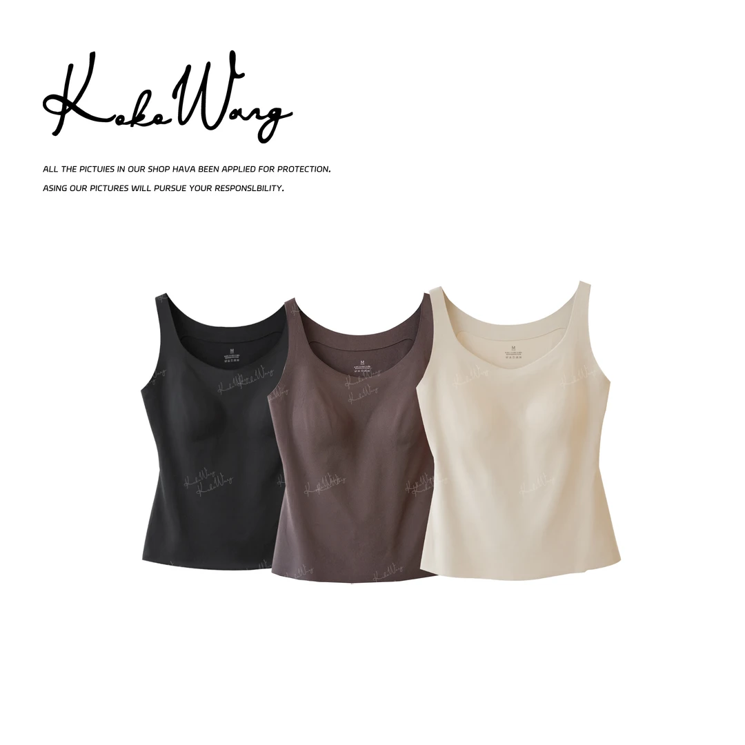 KOKO WANG秋冬女装奶皮子双面锁温修身打底背心美背N1685I21N01