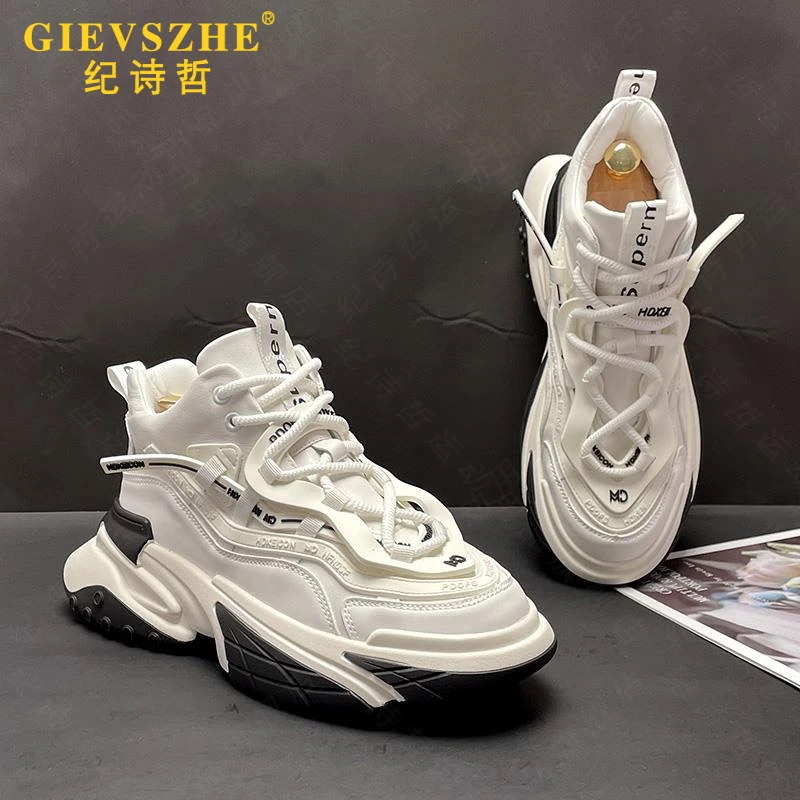 纪诗哲男士高帮鞋时尚百搭老爹鞋新款厚底增高运动鞋潮流轻奢男鞋