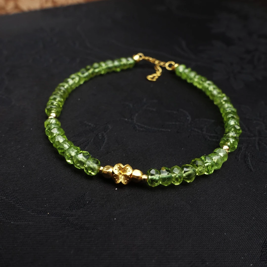 JUSTARRY【单品秒杀】18k金天然橄榄石切角手链百搭（定位扣非18k金）