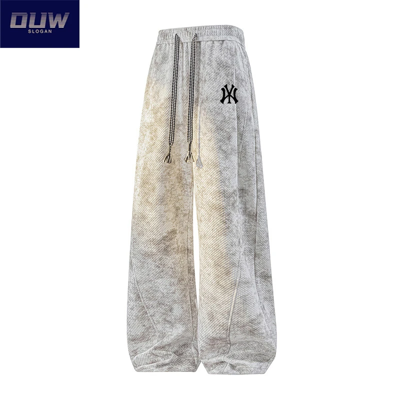 O.U.W扎染直筒休闲裤男士秋冬潮牌新款宽松痞帅垂感阔腿百搭长裤