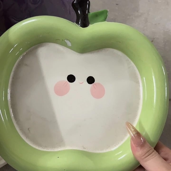 搪瓷微瑕绿苹果盘一个