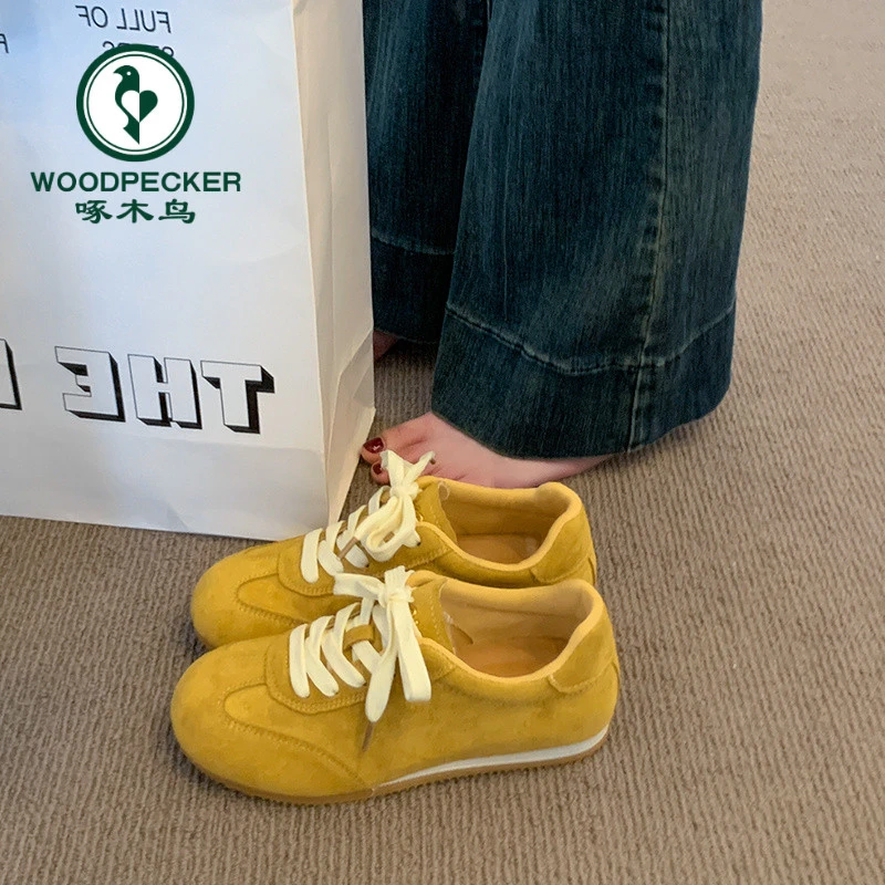 啄木鸟复古德训鞋女鞋2025夏季新款平底阿甘鞋运动鞋休闲软底单鞋