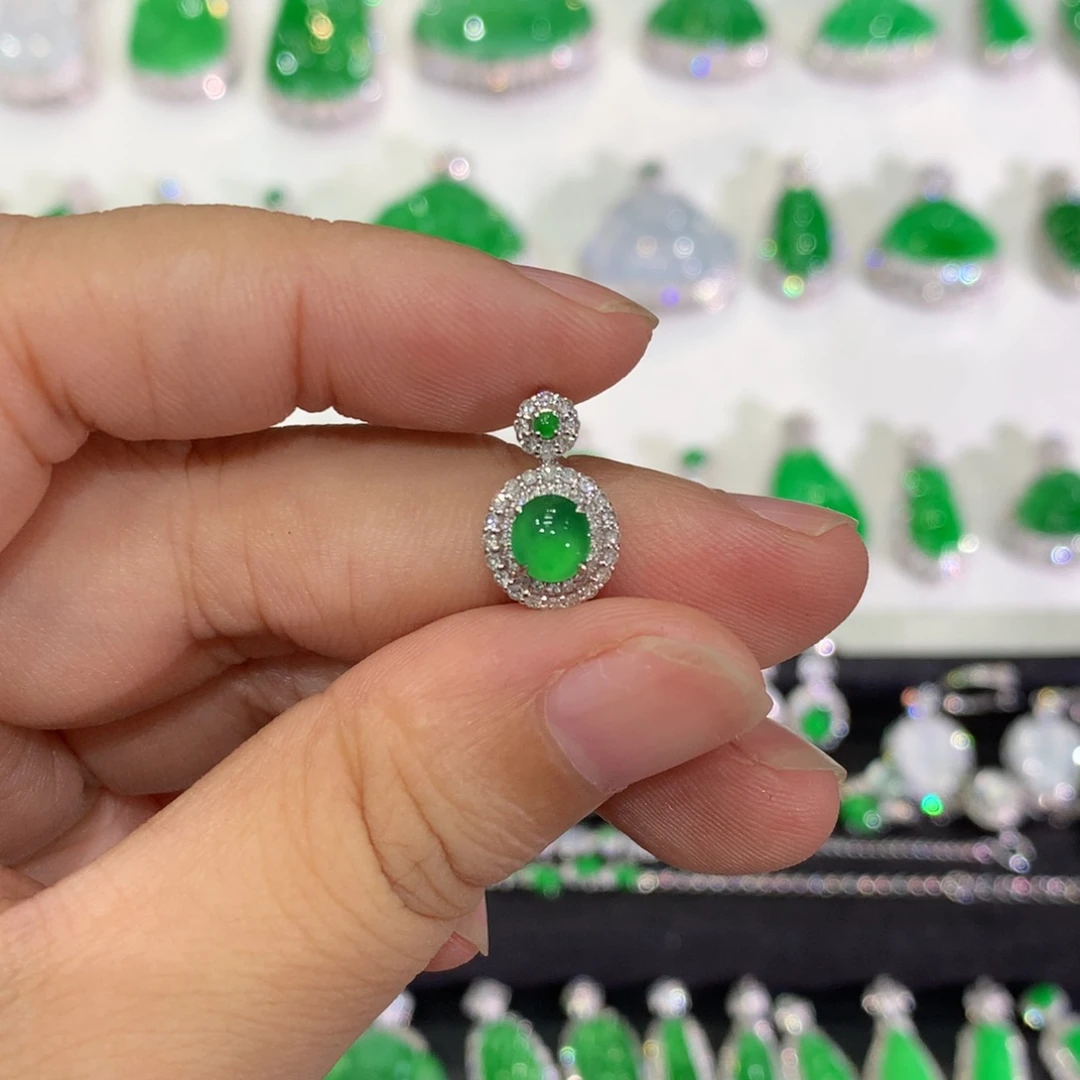 翡翠18K金镶嵌吊坠(不含链)吊坠