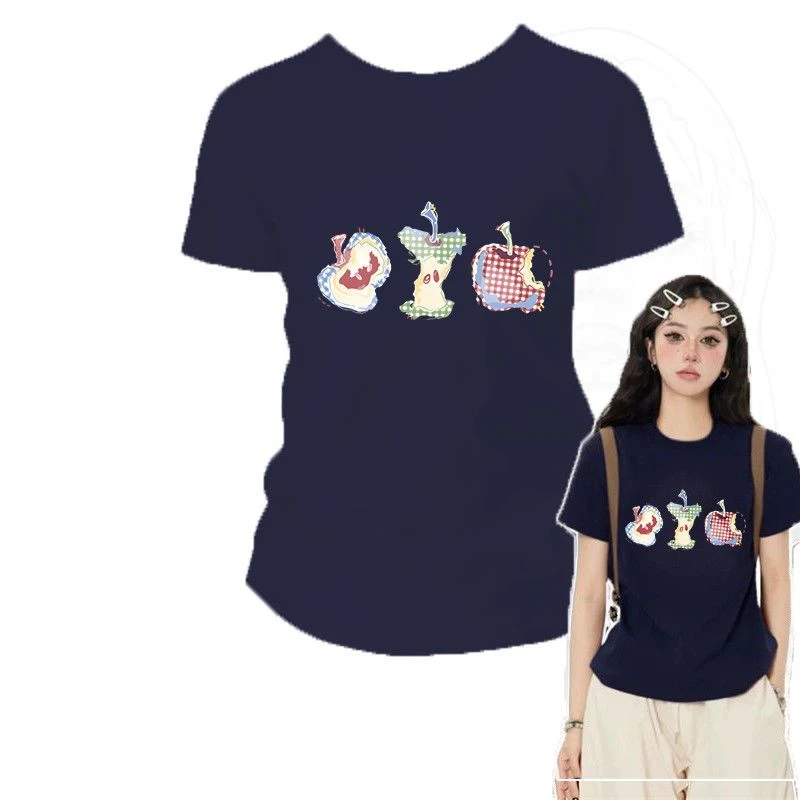 【ZHAP】圆领正肩百搭短袖t恤女2025夏季校园多巴胺简约可爱设计感