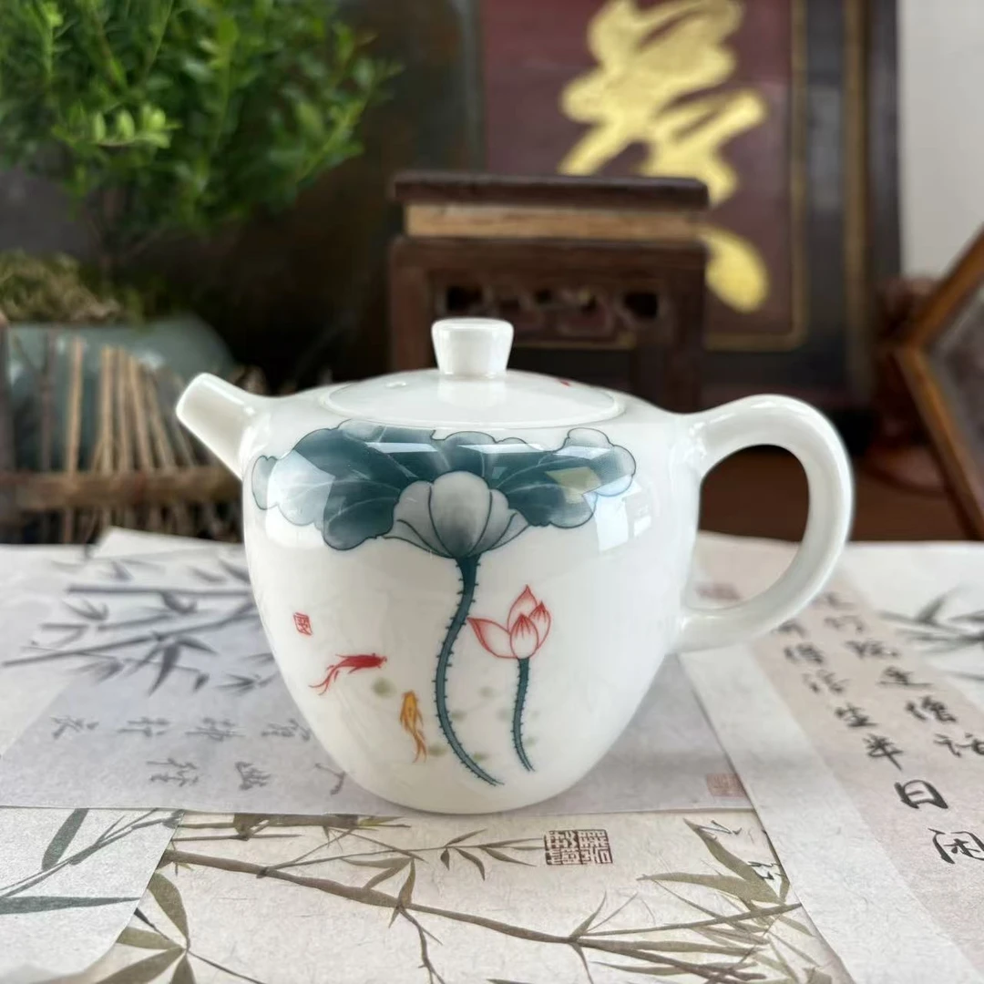 羊脂玉瓷和气生财平底壶-213-直播专享