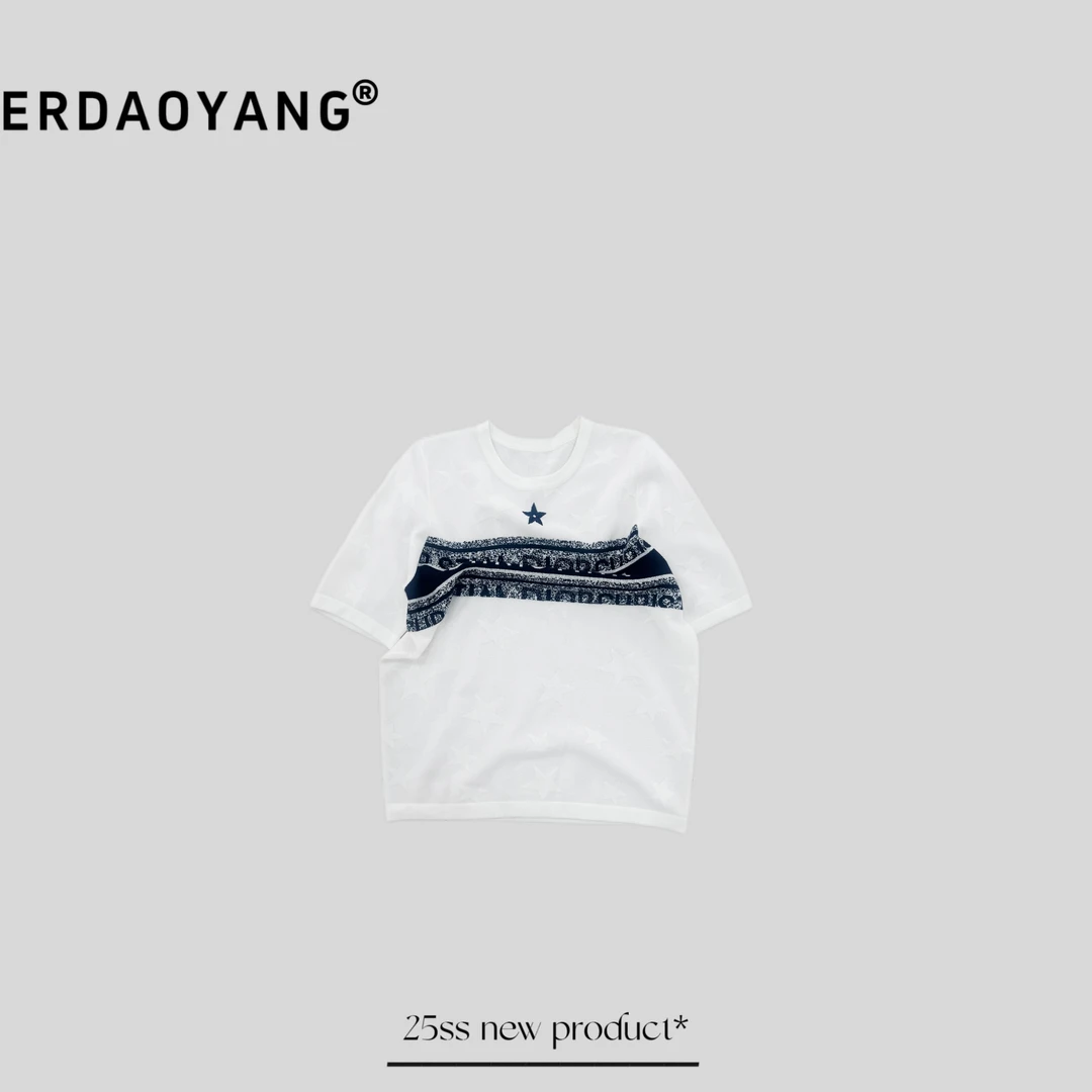 ERDAOYANG "星星点灯" 新款羊毛撞色字母透气短袖DXA107
